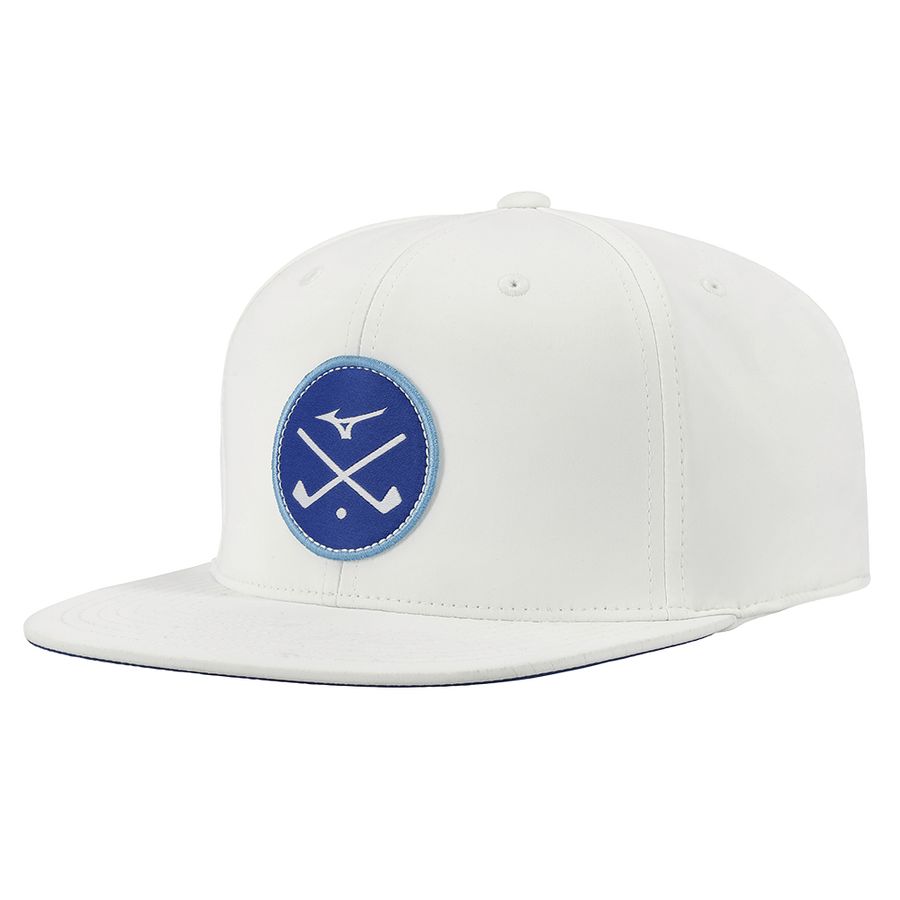 White Men Mizuno Crossed Clubs Snapbk Headwear | 8492-YTIBR