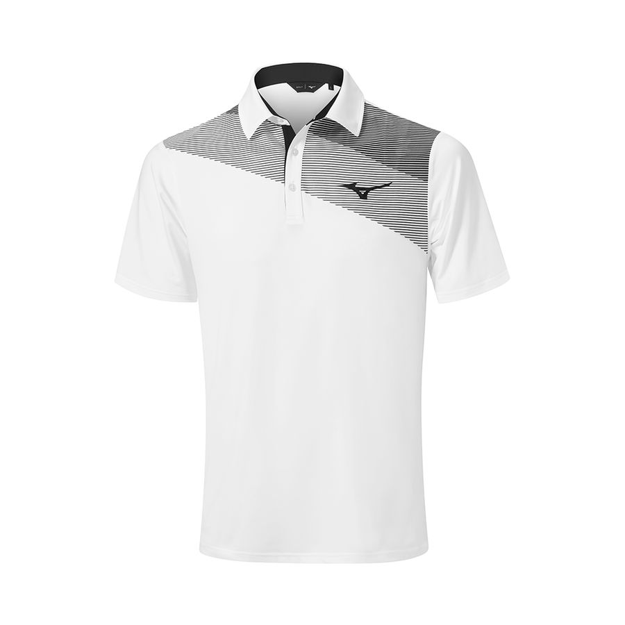 White Men Mizuno Elite Fade Polo Shirts | 6973-VKETW