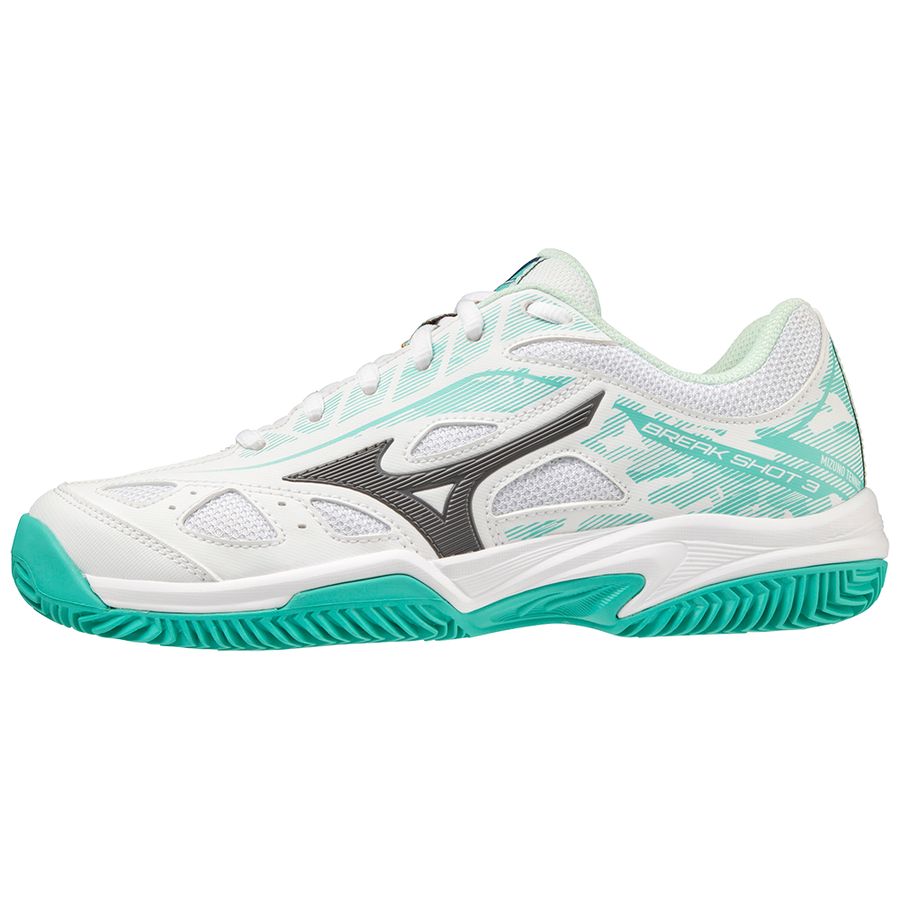 White Women Mizuno Breakshot 3 Cc Tennis Shoes | 8327-LQYSU