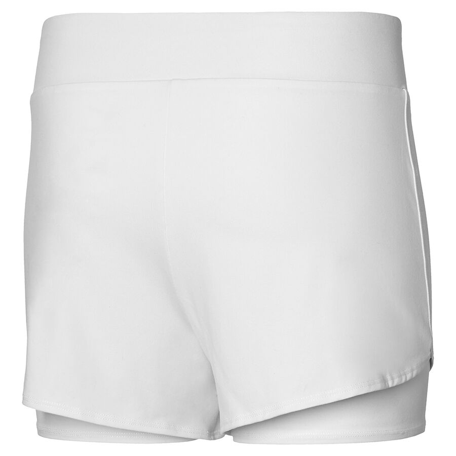 White Women Mizuno Flex Shorts | 0643-YWETF