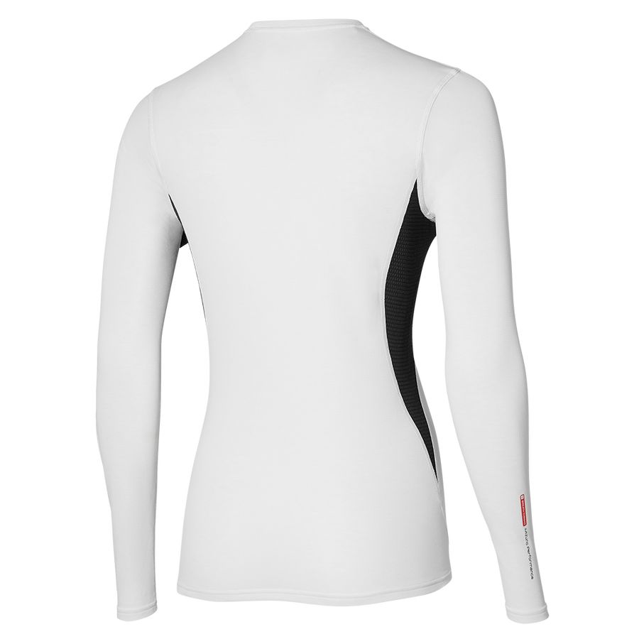 White Women Mizuno Mid Weight-L Crew Tops | 0785-KDVBG