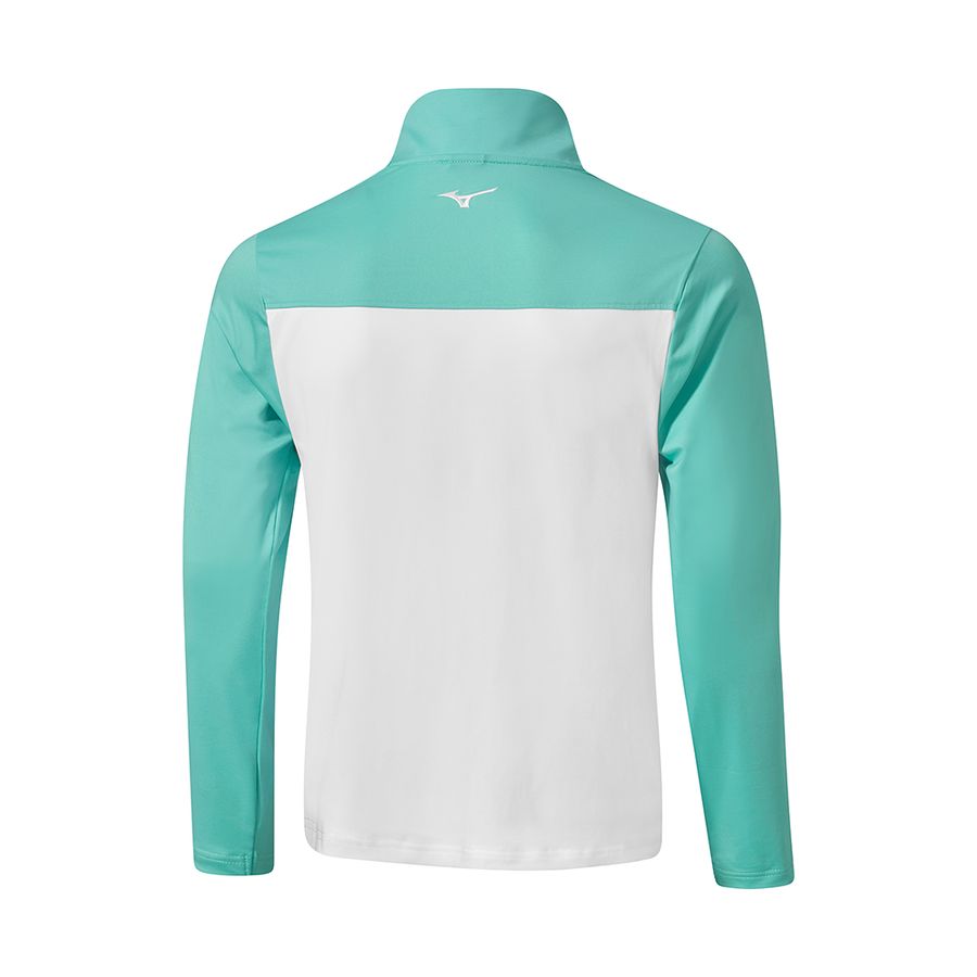 White / Green Men Mizuno Brz Elite St 1/4 Zip Tops | 8735-LJVCA